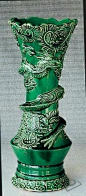 明代 绿釉盘龙花觚
