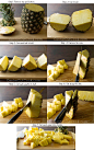 Step by step guide on how to cut a pineapple! Interesting! I always try and cut the outside first!
