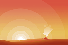 做设计的强-PS画动练习<夕阳炊烟>