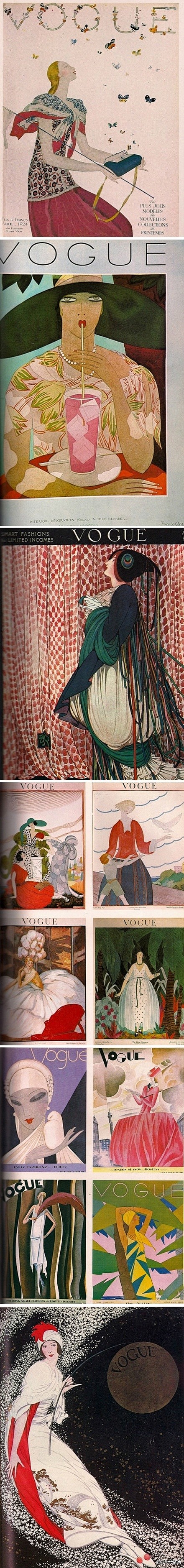 上世纪20年代vogue杂志的手绘封面