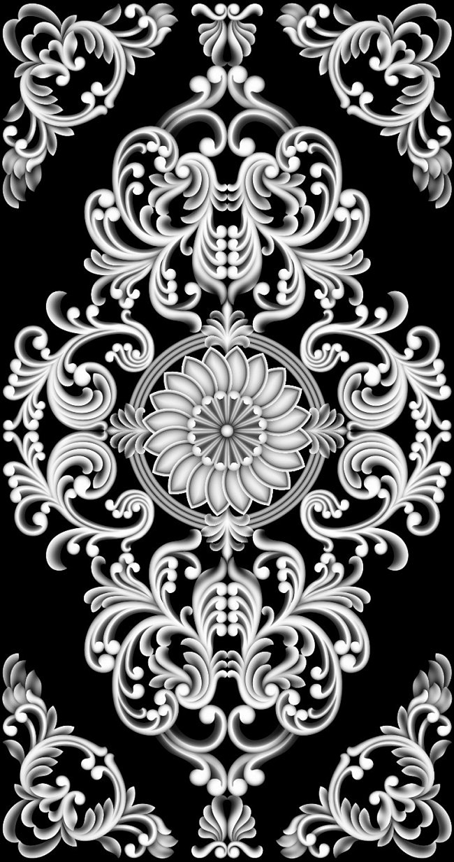 灰度图精雕图浮雕洋花