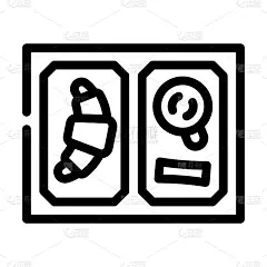 托盘与航空食品线图标矢量插图
