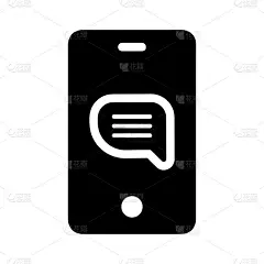 通讯，手机短信图标。黑色