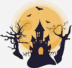 圆月万圣节城堡矢量图高清素材 矢量 设计图片 免费下载 页面网页 平面电商 创意素材 png素材