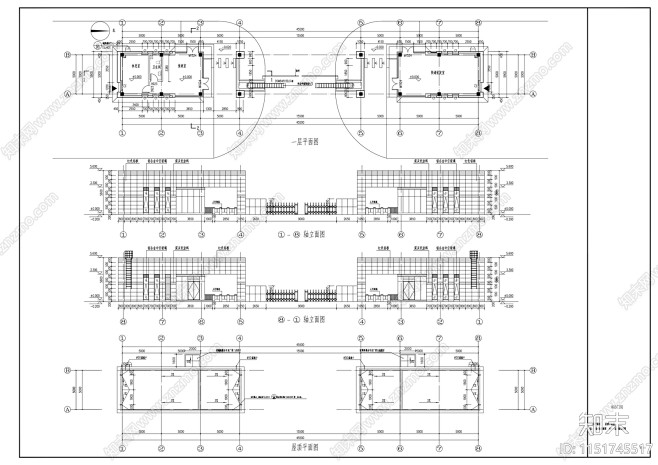 厂房门卫室建筑施工图下载【ID:1151...
