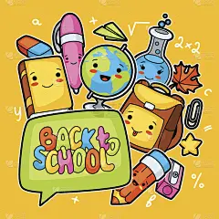 回到学校。可爱的设计，可爱的教育用品