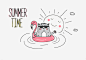游泳的小猫高清素材 卡通 可爱的 太阳 字母 小猫 救生圈 游泳 简笔 免抠png 设计图片 免费下载