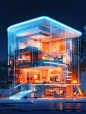 LS_a_blue_and_white_glass_house_with_icons_in_the_style_of_futu_a847feec-f68b-4830-b981-c97f2dcbb9b6