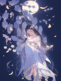古风美人｜嫦娥姐姐和可爱的玉兔