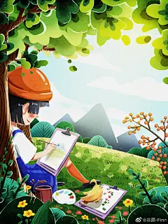 《小咕叽的奇妙暑假》
她叫小咕叽，伴随左右的小黄鸡是她的好朋友，名叫小米粒。
这个夏天，小咕叽在奶奶家度过了一个愉快的暑假
#小咕叽的奇妙暑假# #插画# #板绘# #儿童插画# ​​​​