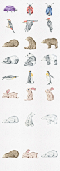 创意手绘水彩各种动物PNG素材