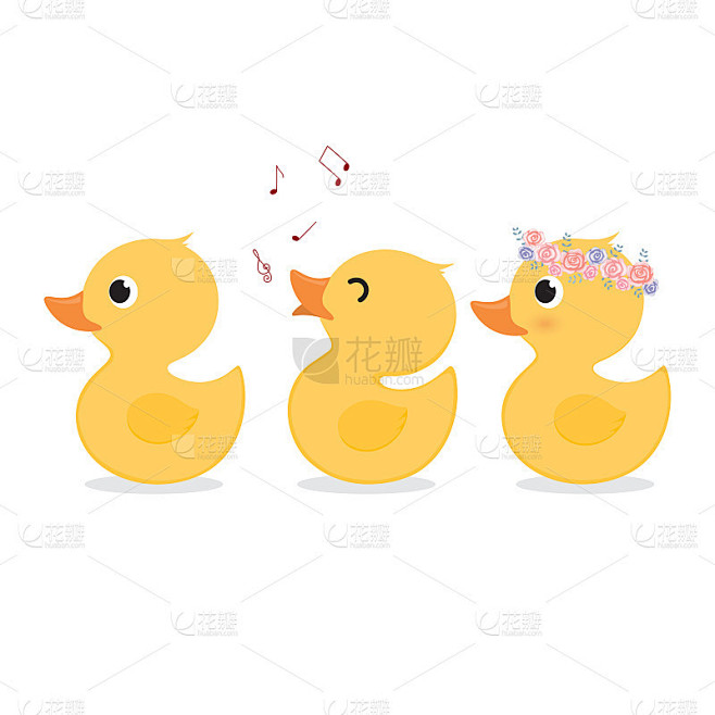 Cute yellow duck collection set.