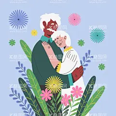 金婚纪念日  - 源文件下载【酷图网】金婚纪念日,爷爷奶奶,外公外婆,爱情,浪漫,卡通人物