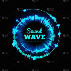 声波呈螺旋形。矢量插图上的黑色背景