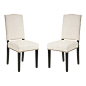 Great Deal Furniture - Stuart Dining Chairs, Beige, Set of 2 - The Stuart dining chair is upholstered in fine, soft beige fabric, accentuated with brass nailheads along the perimeter, and stands on espresso stained legs. Stylish and comfortable, you will 