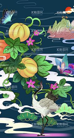 仙鹤瓜果 瓜瓞绵绵中式插画  - 源文件下载【酷图网】仙鹤,中式,插画,传统,瓜果,红包插画,祥云插画,传统插画,国潮插画,包装插画,系列插画,广告设计,国潮风景,设计,中国风海报,中国风元素,中国风,国潮文化,宣传海报,国潮,中国文化,潮东方,国潮展板,国潮广告,国潮封面,国潮手绘,国潮创意,国潮来袭,国潮海报,东方海报,