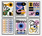 Abstract art posters set Template with primitive shapes elements modern hipster style