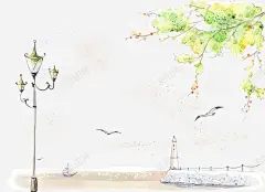 手绘小清晰藤条高清素材 小清晰 手绘 绿色 藤条 路灯 免抠png 设计图片 免费下载
