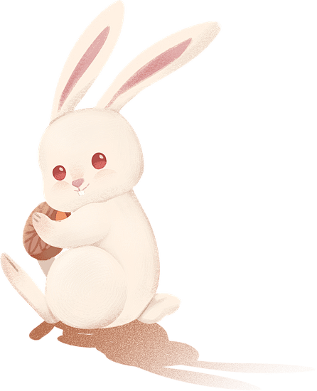中秋兔子望月色块材质完整插画兔子6
