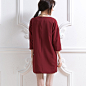 Amy2013春女装新款韩国设计师原创复古宽松拉链七分袖连衣裙1001