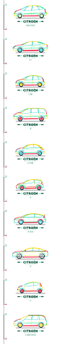 CITROËN IN LINES : Journey back in time to the moment Citroen launched their first model. I've explored the forms of their designs from the very beginning to the present days. All models simplified just with a stroke.I want to thank to Fausto Montanari fo