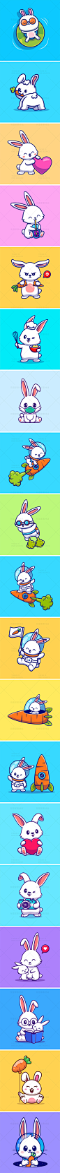 卡通可爱吉祥物动物宇航小白兔子胡萝卜ip形象插画AI矢量设计素材-淘宝网