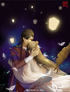 #天官赐福##花怜#迟到的上元节贺图，异族美人花小城 ​​​​