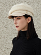 Studded Wool Combo Newsboy Cap [Beige]