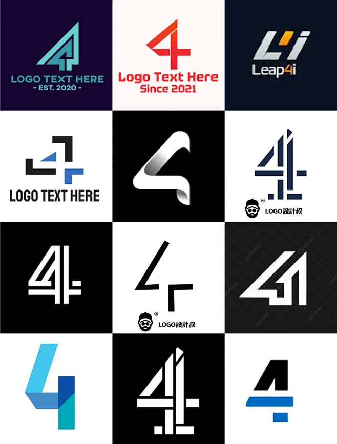 灵感采集4️⃣99个数字4元素图形logo设计分享