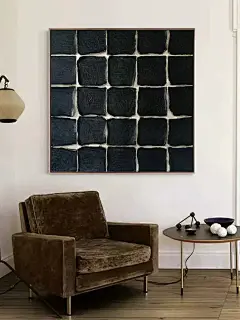 YIZAN 手绘油画《格调》简约极简风立体肌理画书房抽象画餐厅挂画-tmall.com天猫