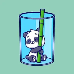 杯子大熊猫竹子插画矢量图设计素材