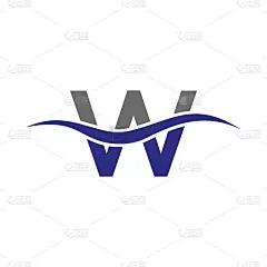 字母W标志标识设计模板。W字母字母标志现代，平面和极简的商业标志