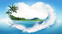 唯美爱心海景桌面壁纸