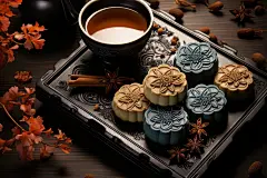 中秋月饼茶点摆盘