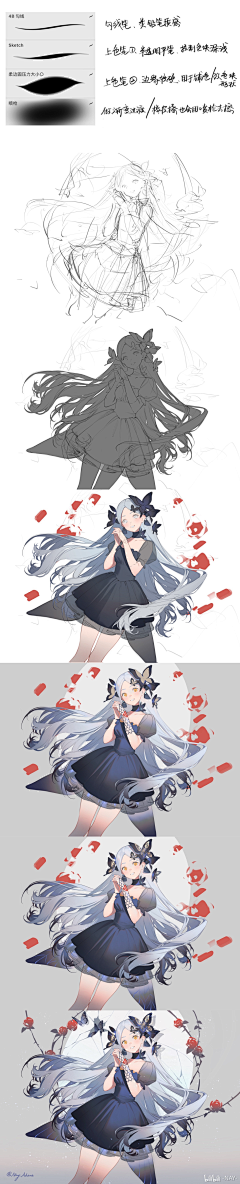兔子咬了西瓜采集到绘画过程
