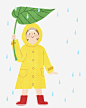 穿黄色雨衣的女孩用叶子遮雨高清素材 下雨 卡通 女孩 开心 微笑 手绘 绿色 黄色 元素 免抠png 设计图片 免费下载 页面网页 平面电商 创意素材