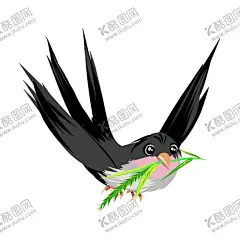 燕子插画 【酷图网】绿色的叶子,飞舞的燕子,黄色的小花,黑色的燕子,手绘燕子,植物插画,植物装饰,立春燕子,春天,燕子,成群,插画简笔,南飞,生物世界,鸟类,水墨燕子