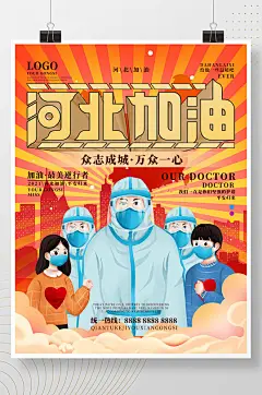 同舟共冀河北加油公益海报-众图网