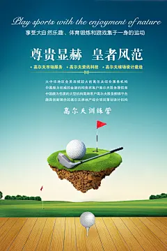 高端唯美高尔夫球运动体验馆高尔夫地产海报PSD设计素材模板