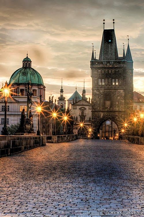 黄昏，布拉格，捷克共和国