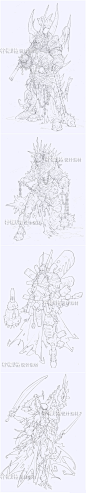 172欧美怪兽角色设定手绘线稿素描速写绘画插画参考游戏美术素材-淘宝网