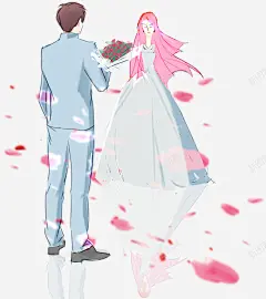 卡通手绘幸福爱人 页面网页 平面电商 创意素材