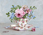 [oi22.com]复古柔嫩粉色玫瑰花油画，来自澳洲艺术家Gail McCormack作品