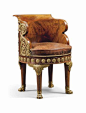 法国帝政时期的家具风格是严肃又辉煌的，这一时期的家具汲取新古典主义的风格，而受到拿破仑的影响，往往带有古埃及、古罗马等帝国文化的经典装饰元素。
这些扶手椅便是经典的帝政风格，线条笔直，鎏金装饰上往往出现金鹰、蜜蜂、天鹅（约瑟芬皇后的代表）、月桂叶和棕榈叶等等，总感觉非常适合将书房布置成这种风格。