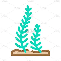 紫杉海藻颜色图标矢量插图