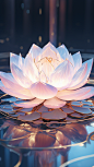 a_pink_crystal_lotus_blossom_on_top_of_a_blue_pool_in_the__90af3638-7168-4d3f-b912-147e89198547