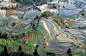 Yuanyang County, China. The farming techniques in Yuanyang County have created a landscape which is truly amazing from the air. These rice fields are located on the slopes of Ailao Mountain, where the terraced levels help create flat surfaces along an une