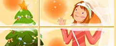 圣诞节卡通女孩桌面壁纸#采集大赛#