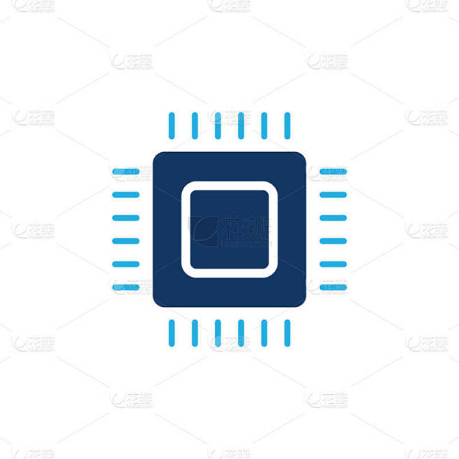 在白色背景上隔离的 cpu 平面图标, 矢量插图