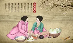 PSD 大型韩国泡菜插画壁纸